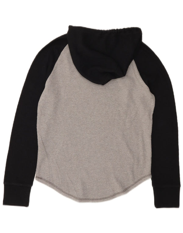 Hollister Womens Hoodie Jumper UK 6 XS Grey Colourblock Cotton