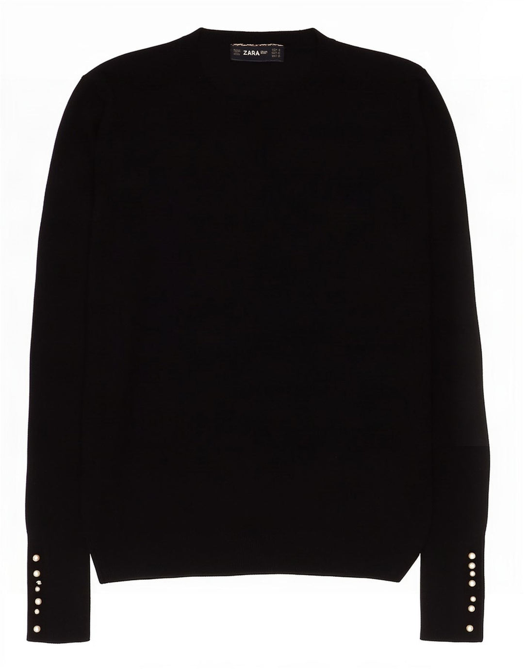 Zara Womens Crew Neck Jumper Sweater UK 12 Medium Black