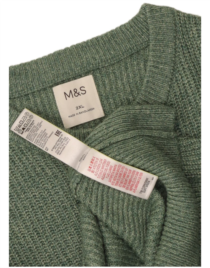 Marks & Spencer Mens Crew Neck Jumper Sweater 2XL Green Polyamide