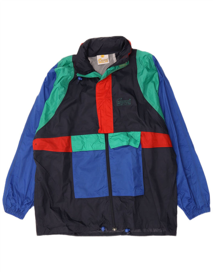 Anuy Mens Rain Jacket UK 40 Large Navy Blue Colourblock Nylon