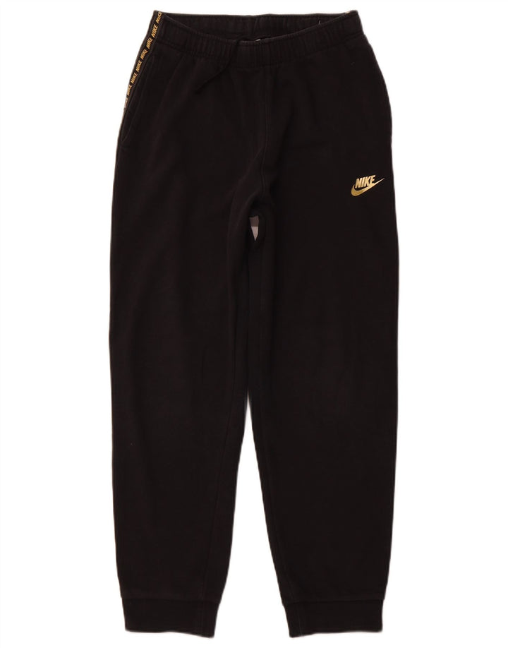 NIKE Girls Graphic Tracksuit Trousers Joggers 13-14 Years XL Black Cotton