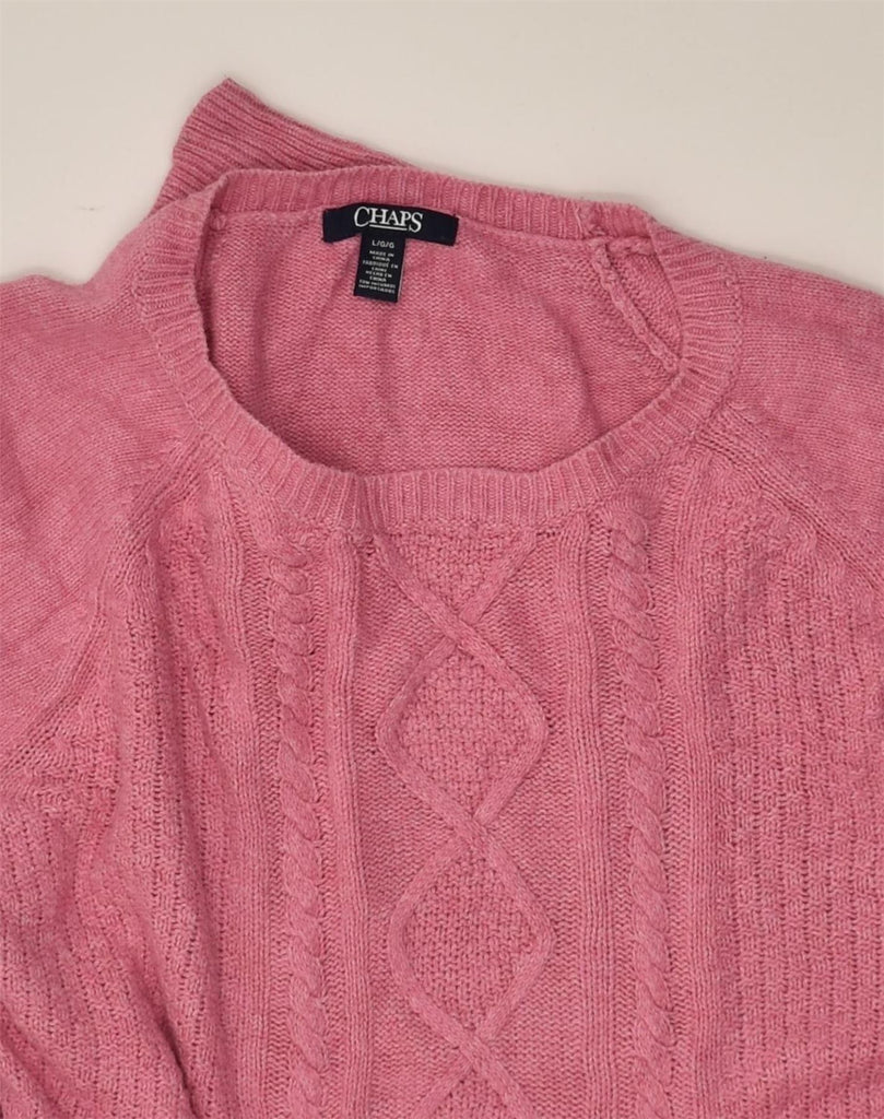 CHAPS Womens Crew Neck Jumper Sweater UK 16 Large Pink Cotton | Vintage Chaps | Thrift | Second-Hand Chaps | Used Clothing | Messina Hembry 