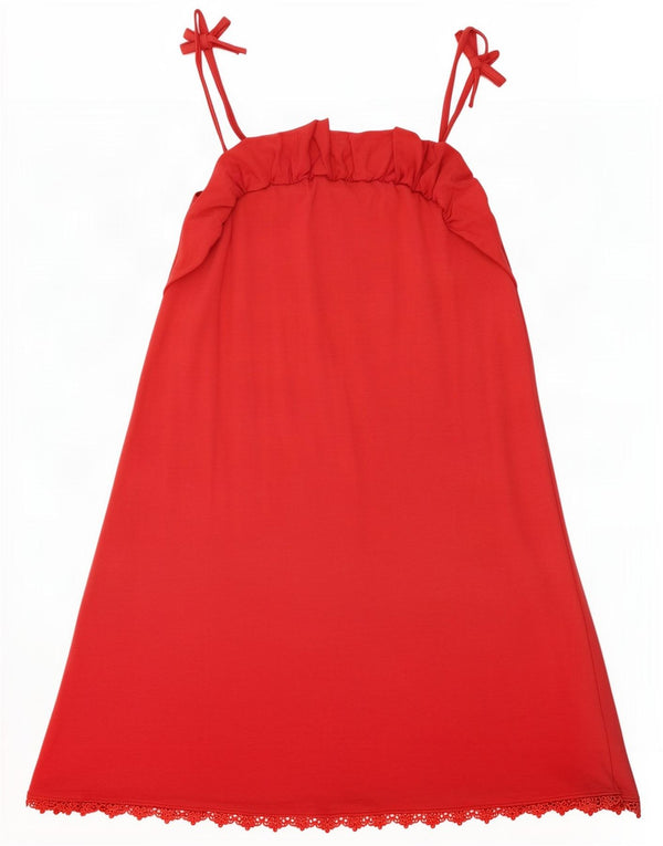 Benetton Girls Slip Dress 7-8 Years Medium Pink Cotton