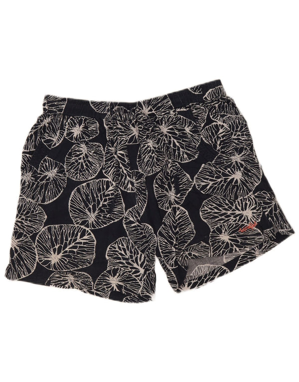 Weird Fish Womens Casual Shorts UK 12 Medium W30 Navy Blue Floral Viscose