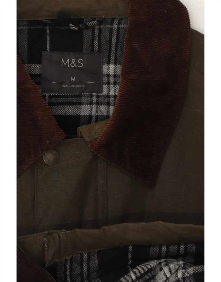 Marks & Spencer Mens Waxed Cotton Jacket UK 38 Medium Khaki