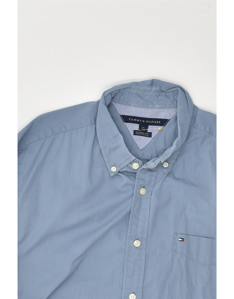 TOMMY HILFIGER Mens Classic Fit Shirt Large Blue Cotton | Vintage Tommy Hilfiger | Thrift | Second-Hand Tommy Hilfiger | Used Clothing | Messina Hembry 