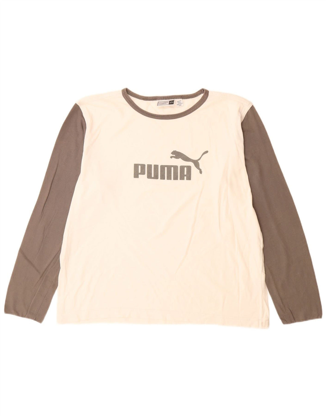 Puma Mens Graphic Top Long Sleeve XL White Colourblock Cotton