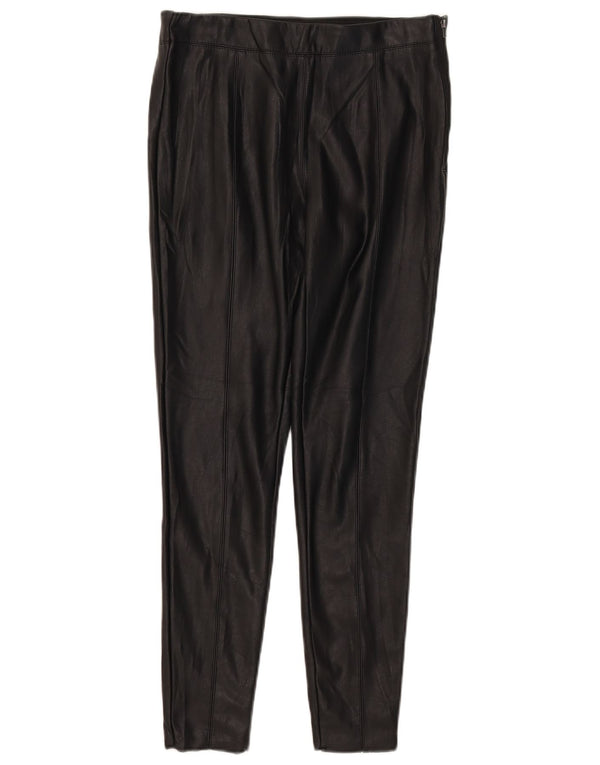 Topshop Womens Slim Faux Leather Trousers UK 12 Medium W30 L28 Black