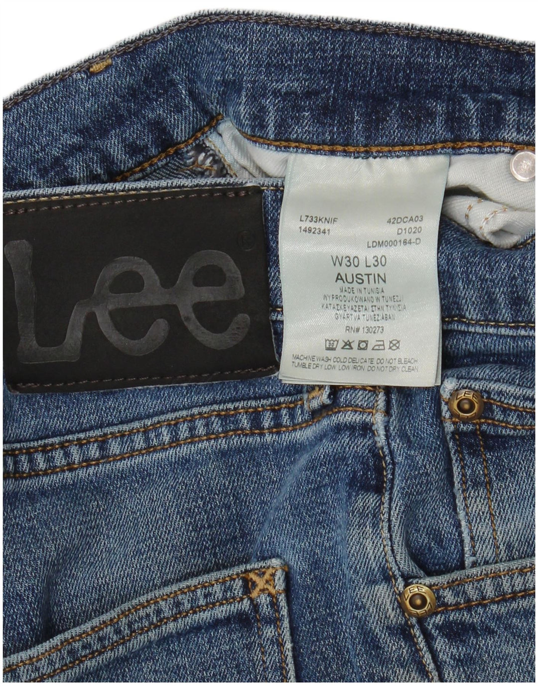 LEE Mens Austin Slim Jeans W30 L30 Blue Cotton
