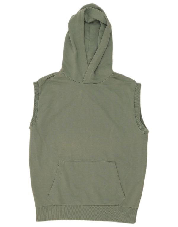 Zara Mens Sleeveless Hoodie Jumper Small Green Cotton