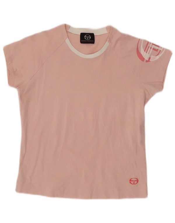 Sergio Tacchini Girls Graphic T-Shirt Top 9-10 Years Pink Cotton
