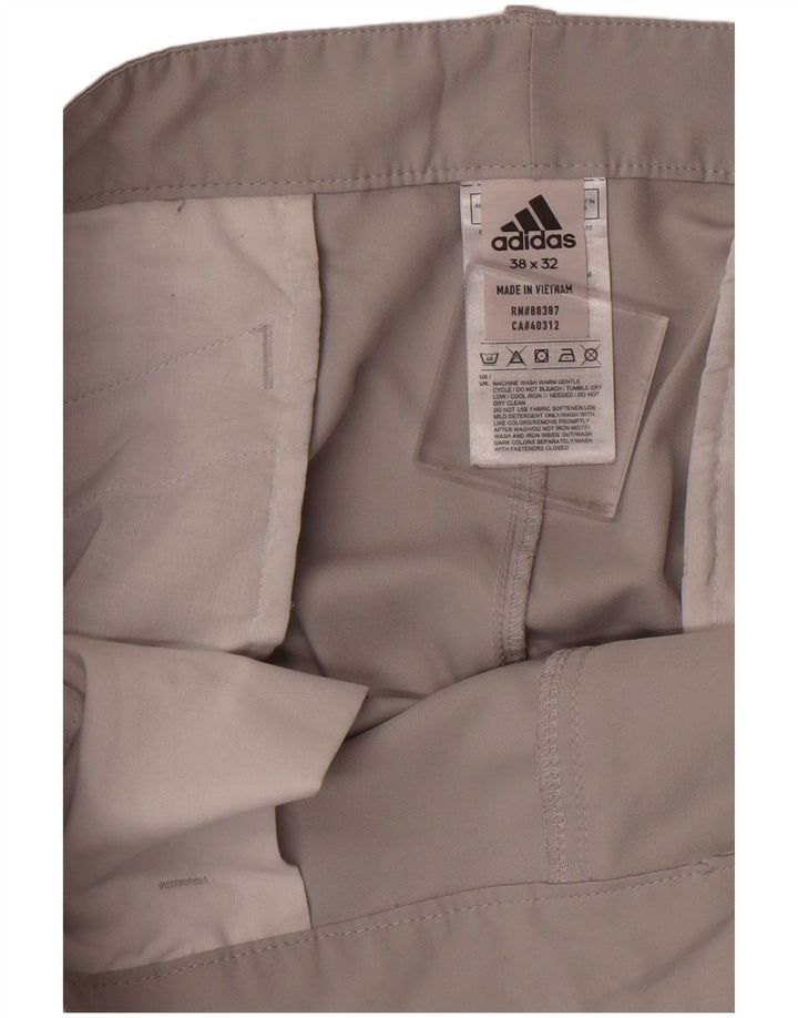 ADIDAS Mens Straight Chino Trousers W38 L32 Grey Polyester