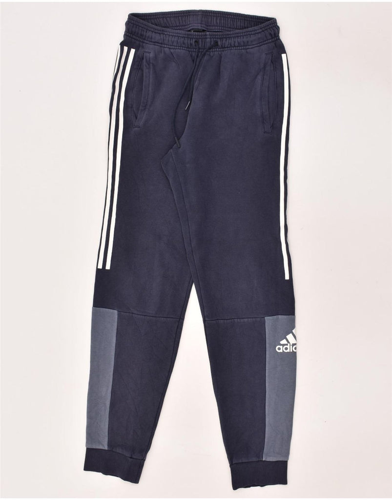 ADIDAS Mens Tracksuit Trousers Joggers Small Navy Blue Cotton | Vintage Adidas | Thrift | Second-Hand Adidas | Used Clothing | Messina Hembry 