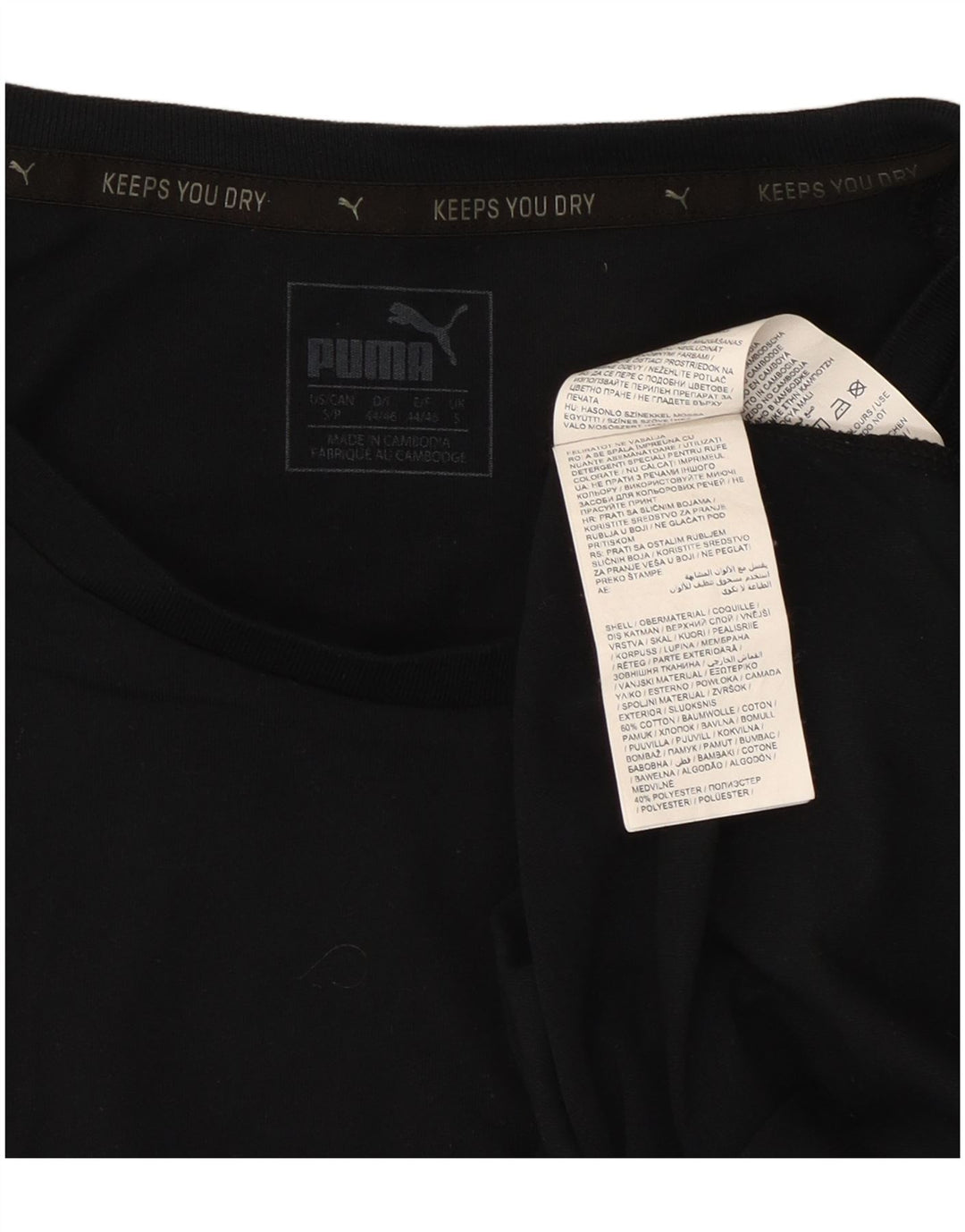 Puma Mens T-Shirt Top Small Black Cotton