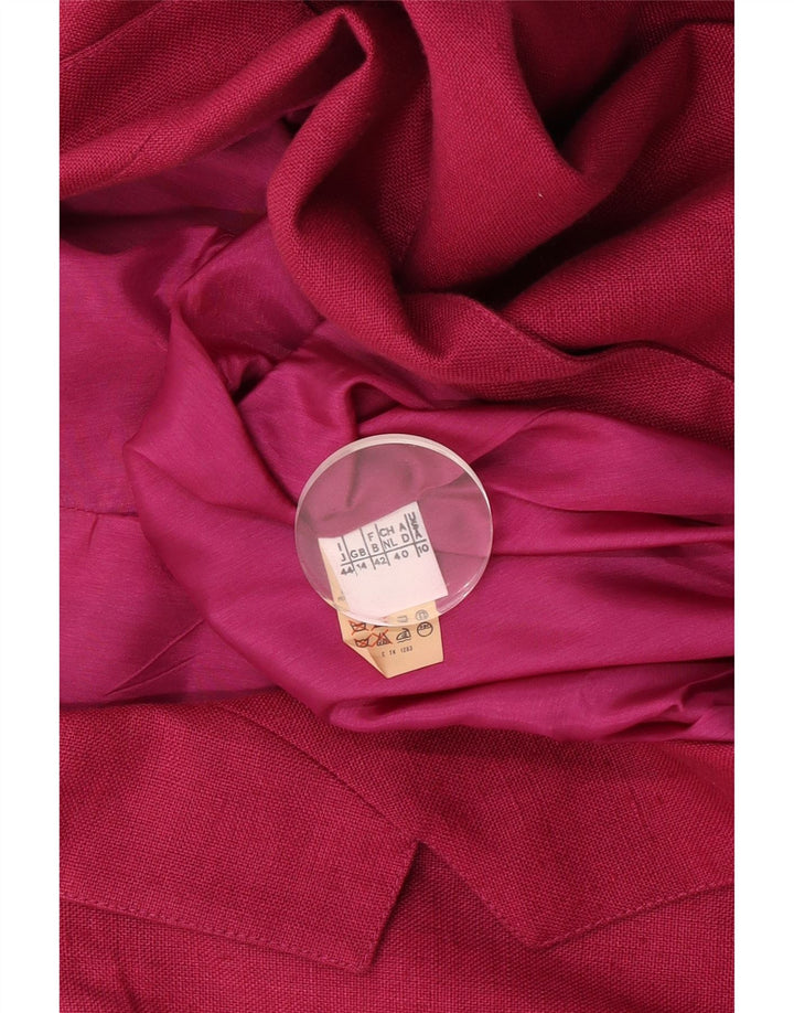 Vintage Womens Crop Short Sleeve Blazer Jacket UK 14 Medium Pink Wool