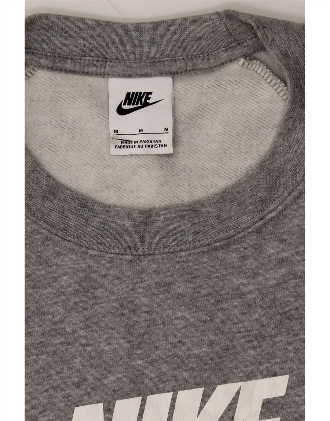 NIKE Womens Graphic Sweatshirt Jumper UK 14 Medium Grey Cotton Vintage Nike and Second-Hand Nike from Messina Hembry 