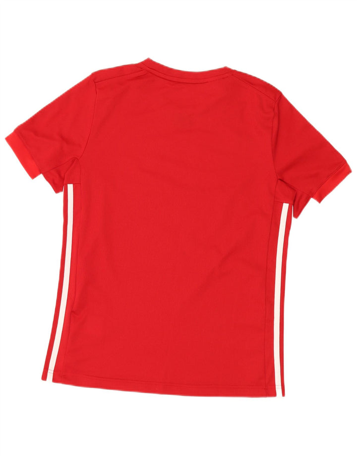 ADIDAS Boys Climalite T-Shirt Top 13-14 Years Red Polyester