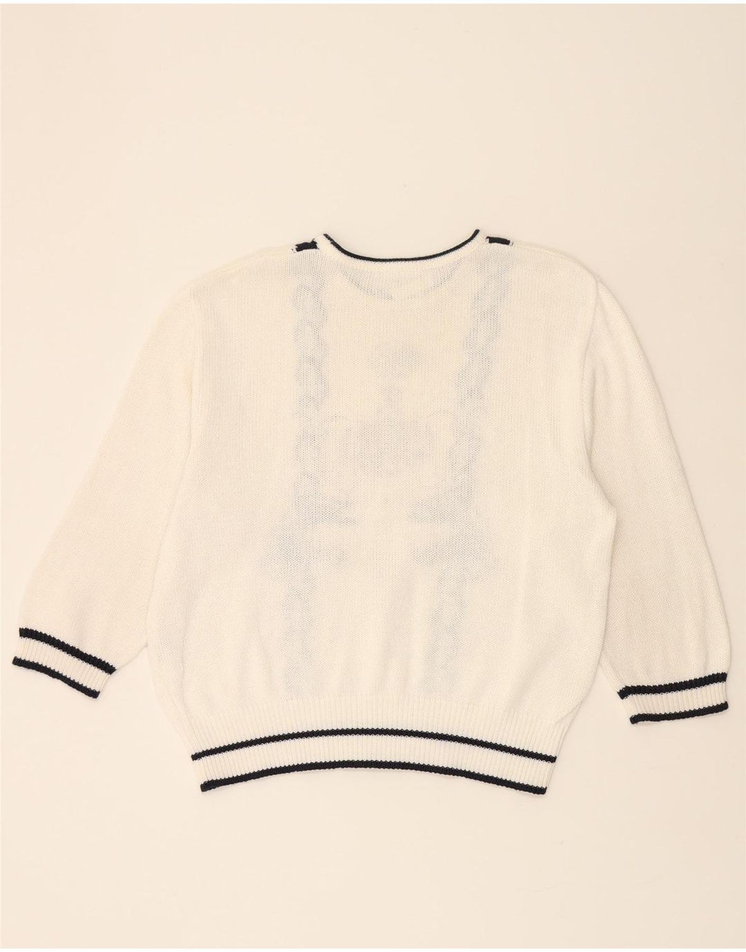 RABE Womens Abstract Pattern Boat Neck Jumper Sweater IT 42 Medium White Vintage Rabe and Second-Hand Rabe from Messina Hembry 