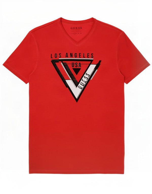 Guess Mens Super Slim Fit Graphic T-Shirt Top Large Red Cotton