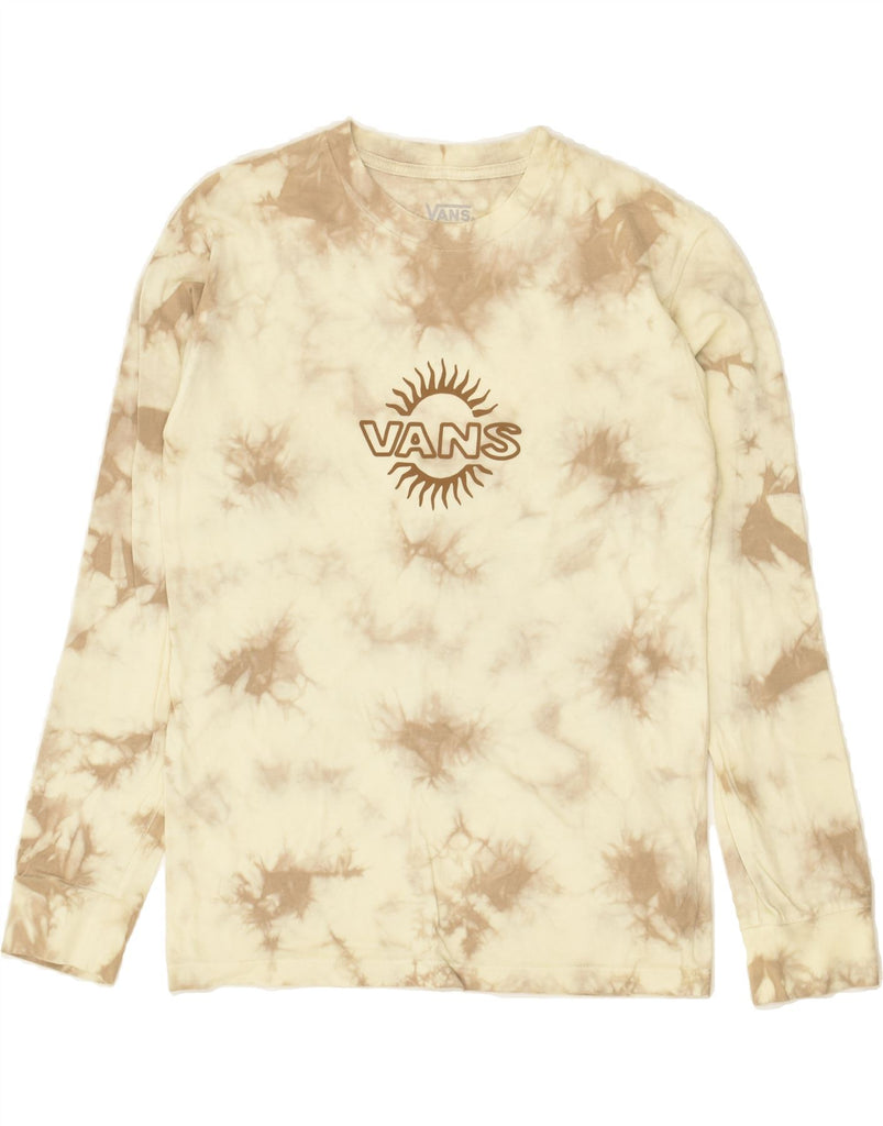 VANS Womens Classic Fit Graphic Top Long Sleeve UK 6 XS Beige Tie Dye Vintage Vans and Second-Hand Vans from Messina Hembry 