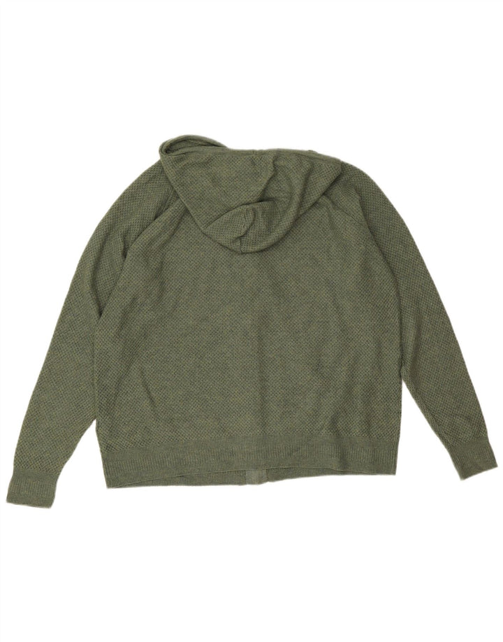 Marks & Spencer Womens Hooded Cardigan Sweater UK 14 Medium Green Polyester