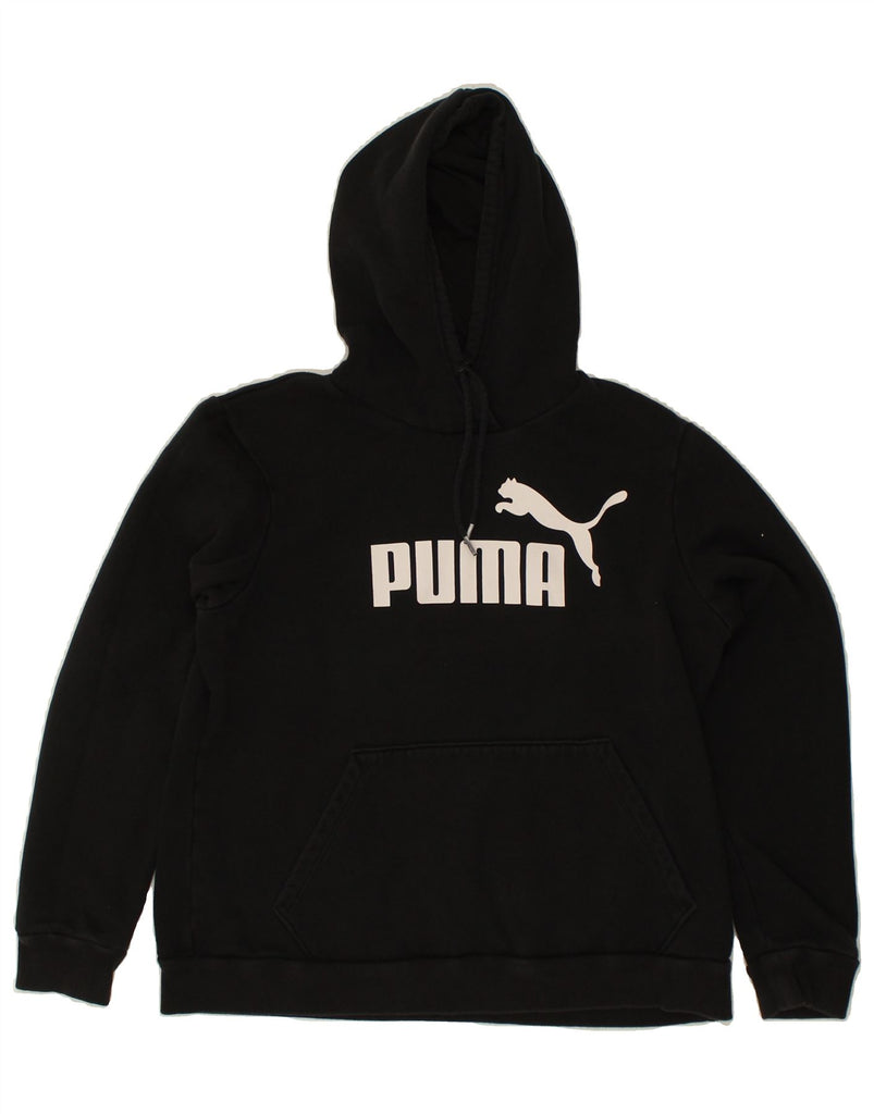 PUMA Womens Graphic Hoodie Jumper UK 18 XL Black Cotton | Vintage Puma | Thrift | Second-Hand Puma | Used Clothing | Messina Hembry 