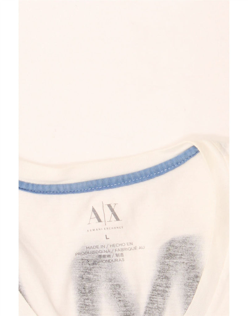 ARMANI EXCHANGE Womens Graphic T-Shirt Top UK 16 Large White Cotton Vintage Armani Exchange and Second-Hand Armani Exchange from Messina Hembry 