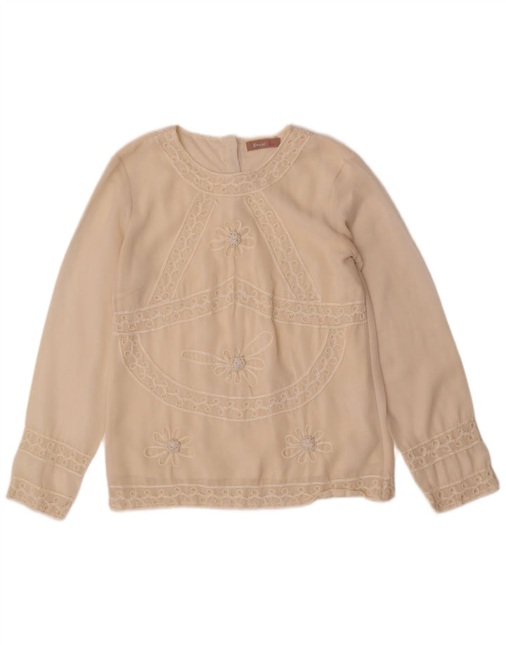 Awear Womens Long Sleeve Blouse Top UK 10 Small Off White Polyester