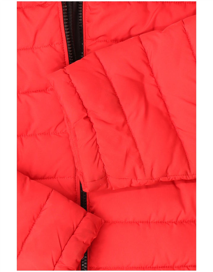 Superdry Mens Hooded Padded Jacket UK 40 Large Red Polyester