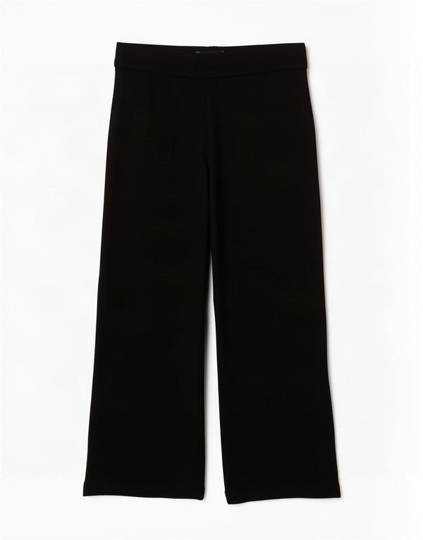 Marks & Spencer Womens Wide Leg Cropped Trousers UK 12 Medium W30 L26 Black