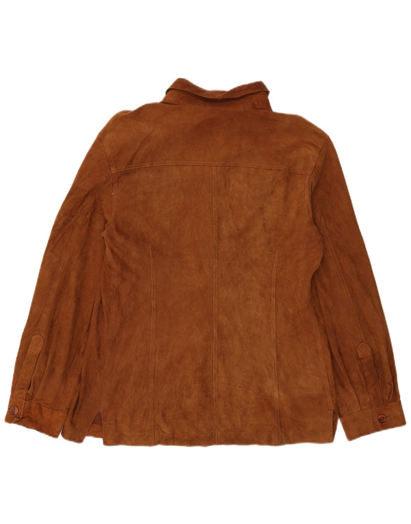 Vintage Womens Suede Shirt IT 48 XL Brown Leather