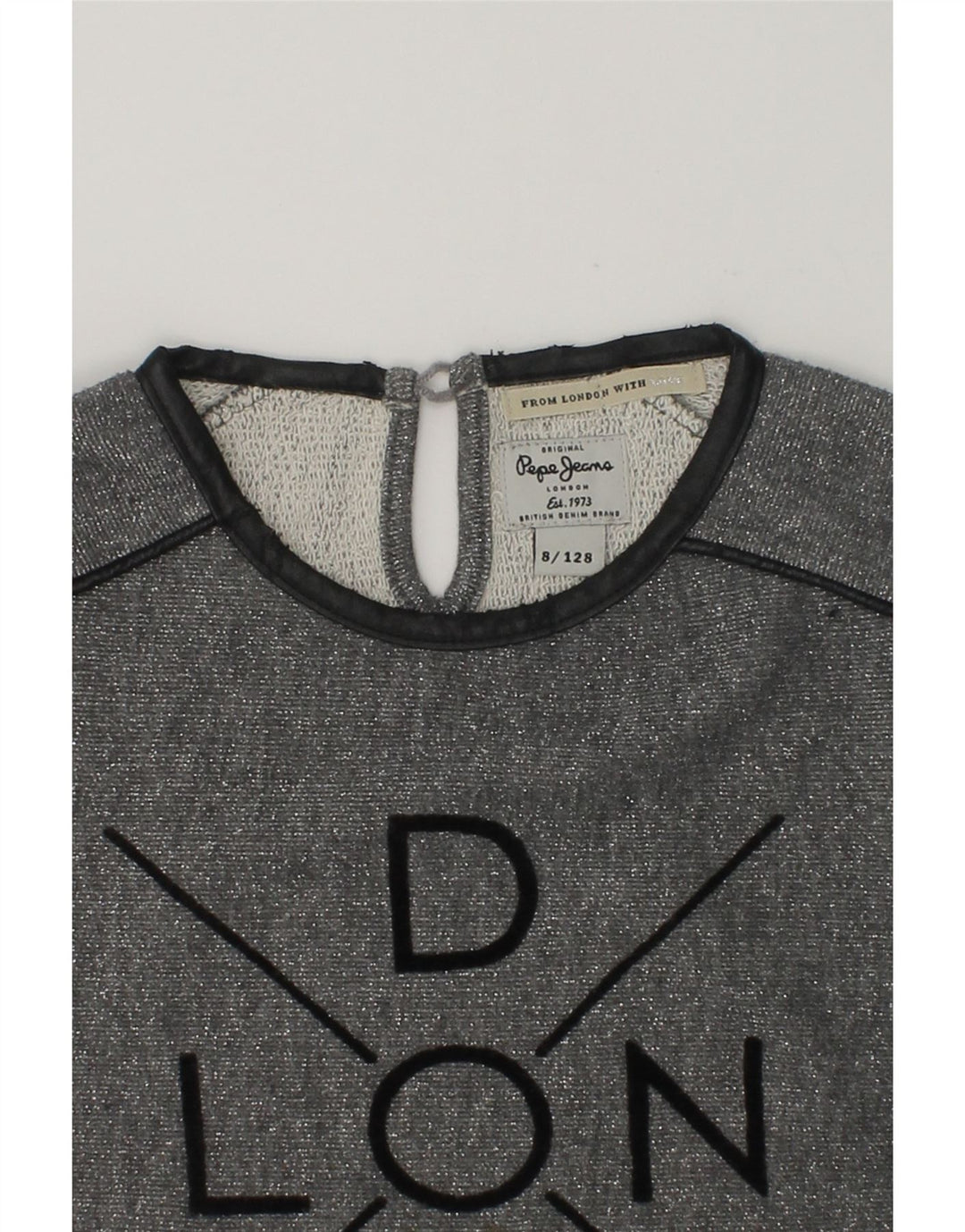 PEPE JEANS Girls Graphic Sweatshirt Jumper 7-8 Years Grey | Vintage PEPE Jeans | Thrift | Second-Hand PEPE Jeans | Used Clothing | Messina Hembry 