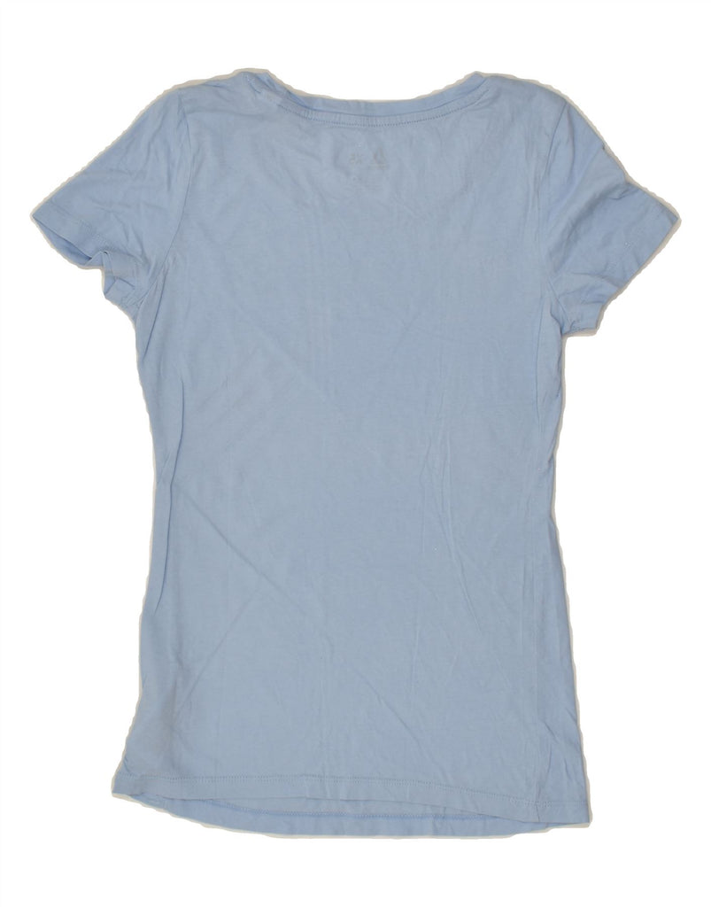 REEBOK Womens Graphic T-Shirt Top UK 6 XS Blue Cotton | Vintage Reebok | Thrift | Second-Hand Reebok | Used Clothing | Messina Hembry 