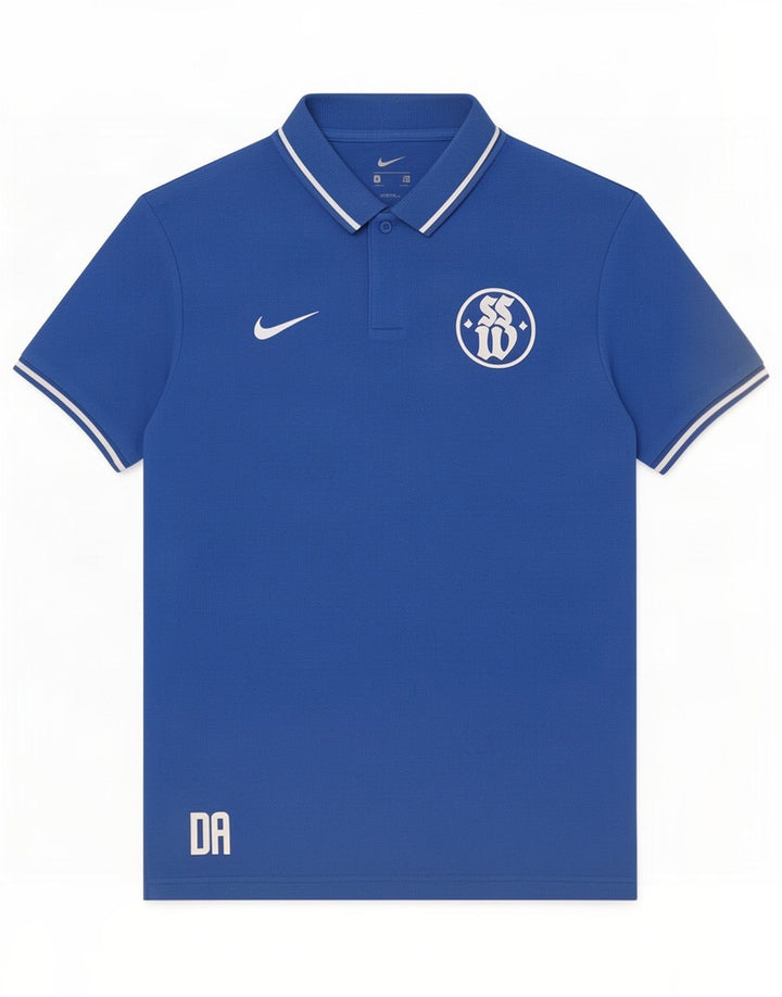 Nike Mens Graphic Polo Shirt Medium Blue Cotton