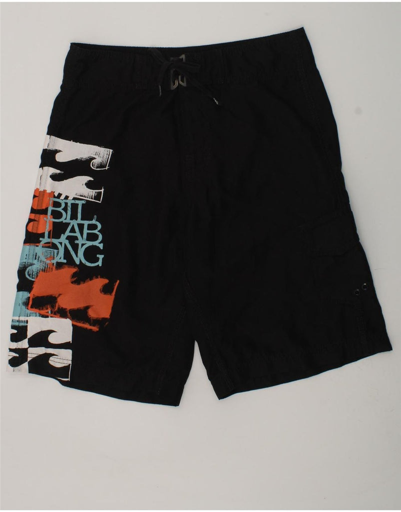 BILLABONG Mens Graphic Swimming Shorts Medium Black Polyester | Vintage Billabong | Thrift | Second-Hand Billabong | Used Clothing | Messina Hembry 