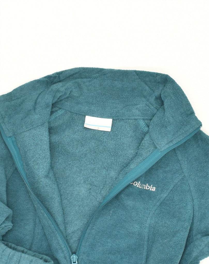 COLUMBIA Womens Loose Fit Fleece Jacket UK 4 XS Turquoise Polyester | Vintage Columbia | Thrift | Second-Hand Columbia | Used Clothing | Messina Hembry 