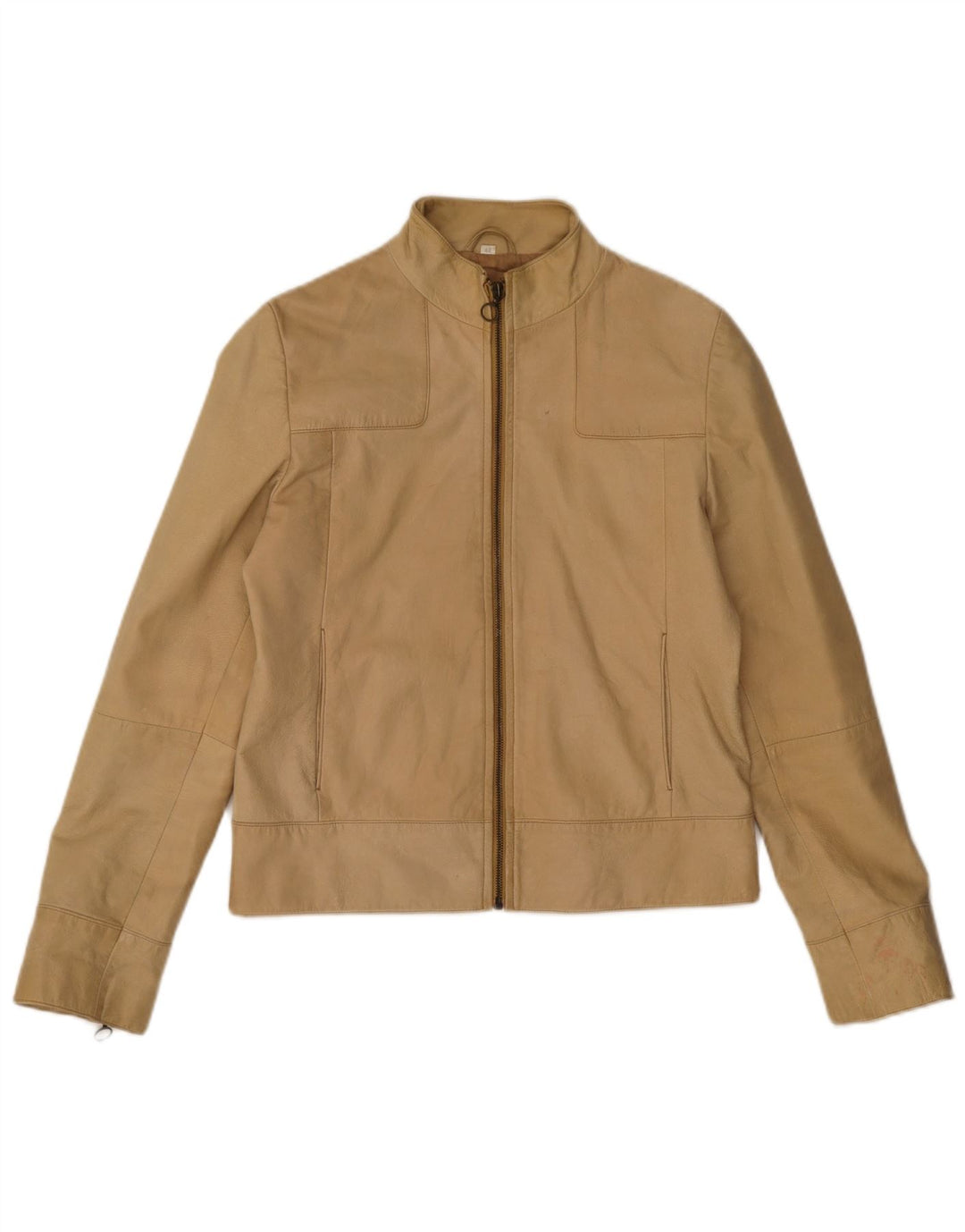 Conbipel Womens Leather Jacket IT 42 Medium Beige Leather