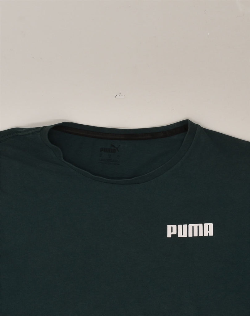 PUMA Mens T-Shirt Top Medium Green Cotton | Vintage Puma | Thrift | Second-Hand Puma | Used Clothing | Messina Hembry 