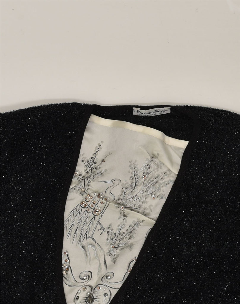 VINTAGE Womens 2 Button Blazer Jacket UK 16 Large Black Flecked Polyester | Vintage Vintage | Thrift | Second-Hand Vintage | Used Clothing | Messina Hembry 