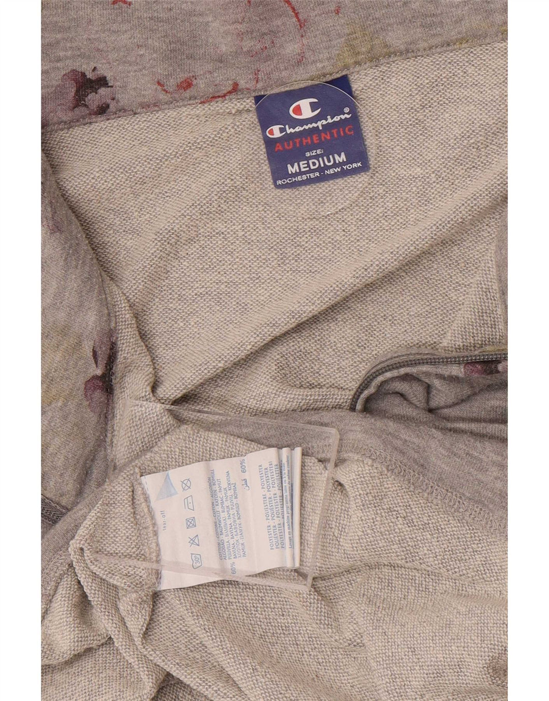Champion Womens Tracksuit Top Jacket UK 14 Medium Grey Floral Cotton
