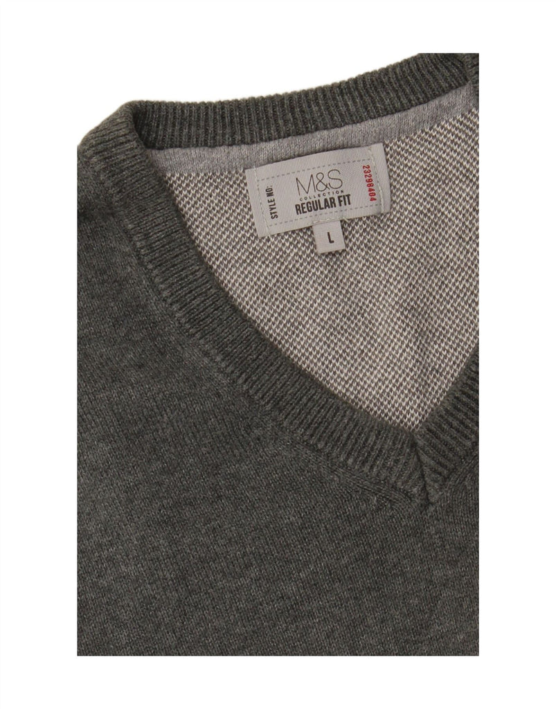 MARKS & SPENCER Mens Regular Fit Vest Tank Top Large Grey Cotton Vintage Marks & Spencer and Second-Hand Marks & Spencer from Messina Hembry 