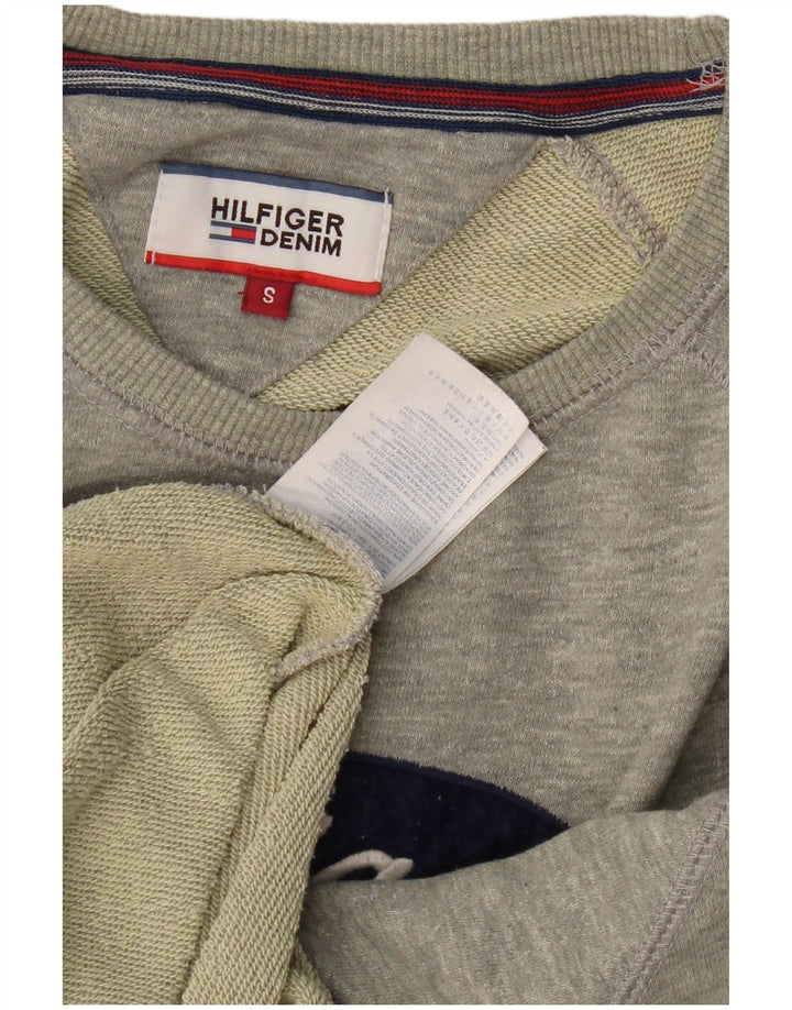 TOMMY HILFIGER Mens Graphic Sweatshirt Jumper Small Grey Cotton