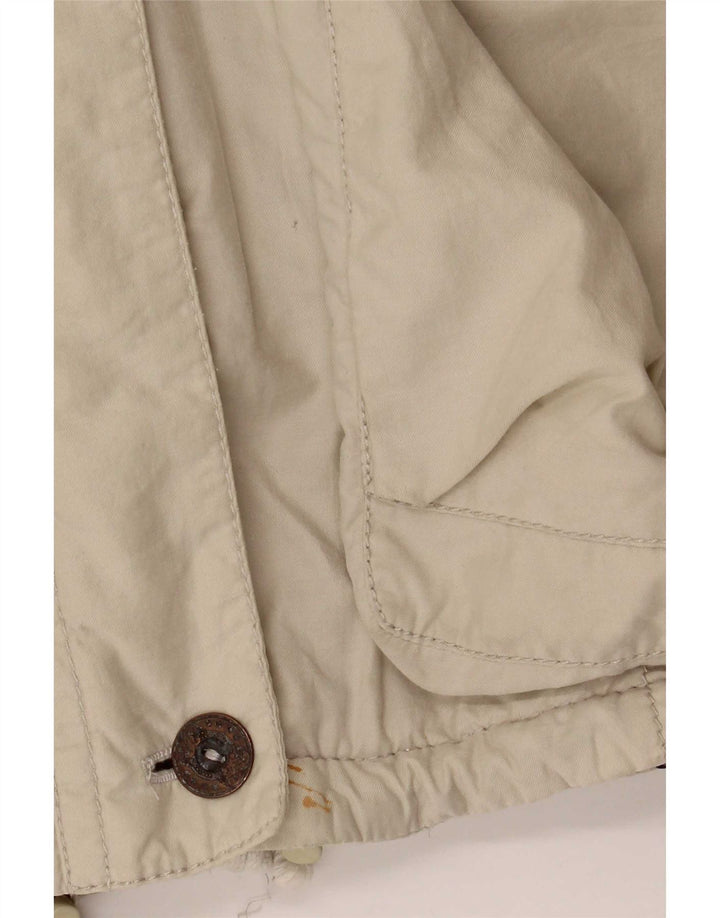 Vintage Womens Hooded Oversized Windbreaker Coat EU 44 XL Beige Polyamide