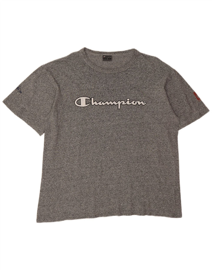 Champion Mens Graphic T-Shirt Top XL Grey Flecked