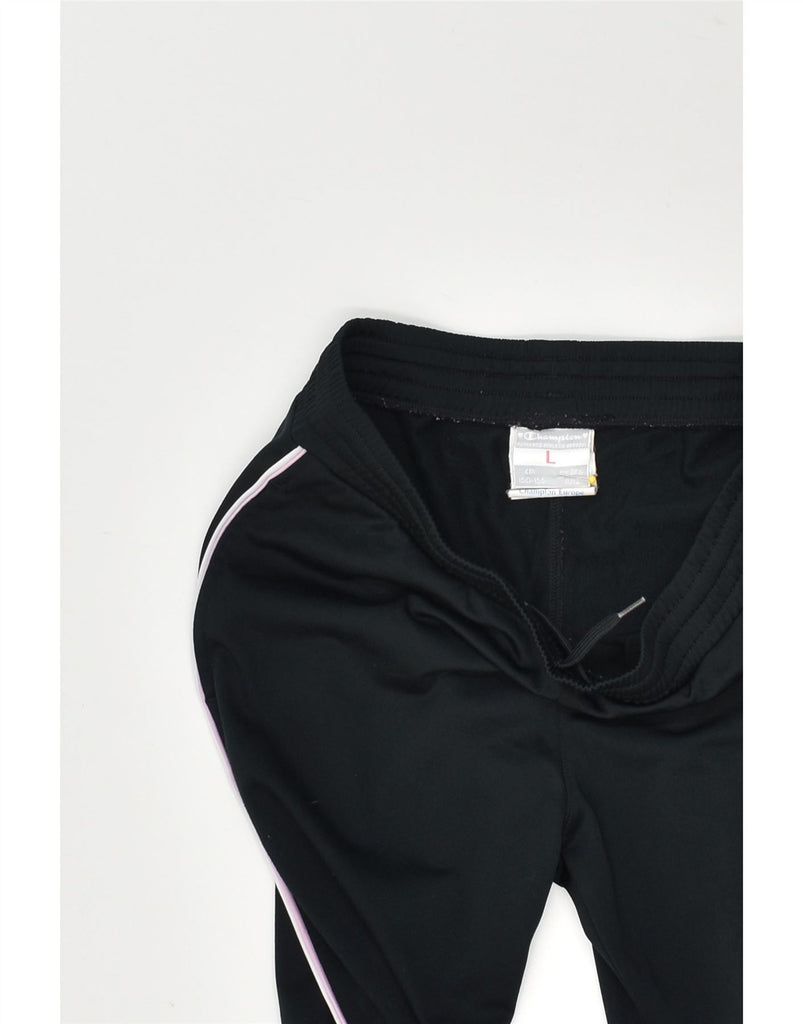 CHAMPION Girls Tracksuit Trousers 11-12 Years Large  Black Polyester | Vintage Champion | Thrift | Second-Hand Champion | Used Clothing | Messina Hembry 