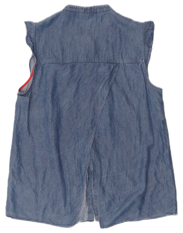 Ted Baker Womens Loose Fit Sleeveless Denim Shirt Size 2 Small Blue Lyocell