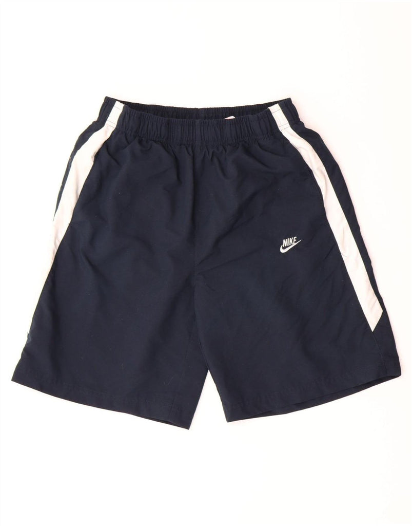 NIKE Boys Sport Shorts 13-14 Years XL Navy Blue Colourblock Polyester Vintage Nike and Second-Hand Nike from Messina Hembry 
