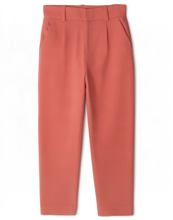 Zara Womens High Waist Pegged Suit Trousers XS W24 L26 Pink Polyester