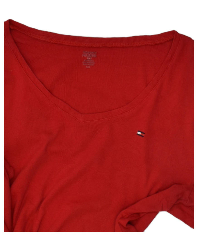 TOMMY HILFIGER Womens Top Long Sleeve UK 14 Large Red | Vintage Tommy Hilfiger | Thrift | Second-Hand Tommy Hilfiger | Used Clothing | Messina Hembry 