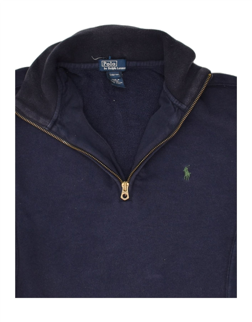 POLO RALPH LAUREN Boys Zip Neck Sweatshirt Jumper 8-9 Years Smal Navy Blue | Vintage Polo Ralph Lauren | Thrift | Second-Hand Polo Ralph Lauren | Used Clothing | Messina Hembry 